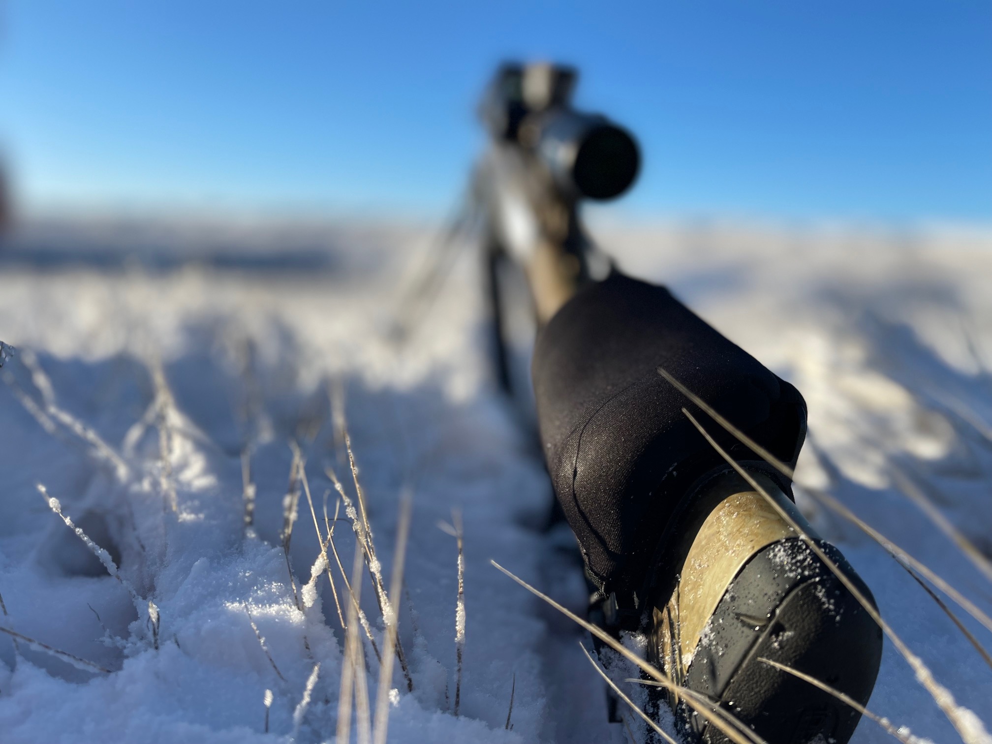 Elite Marksman cheek rest detail in winter environment
