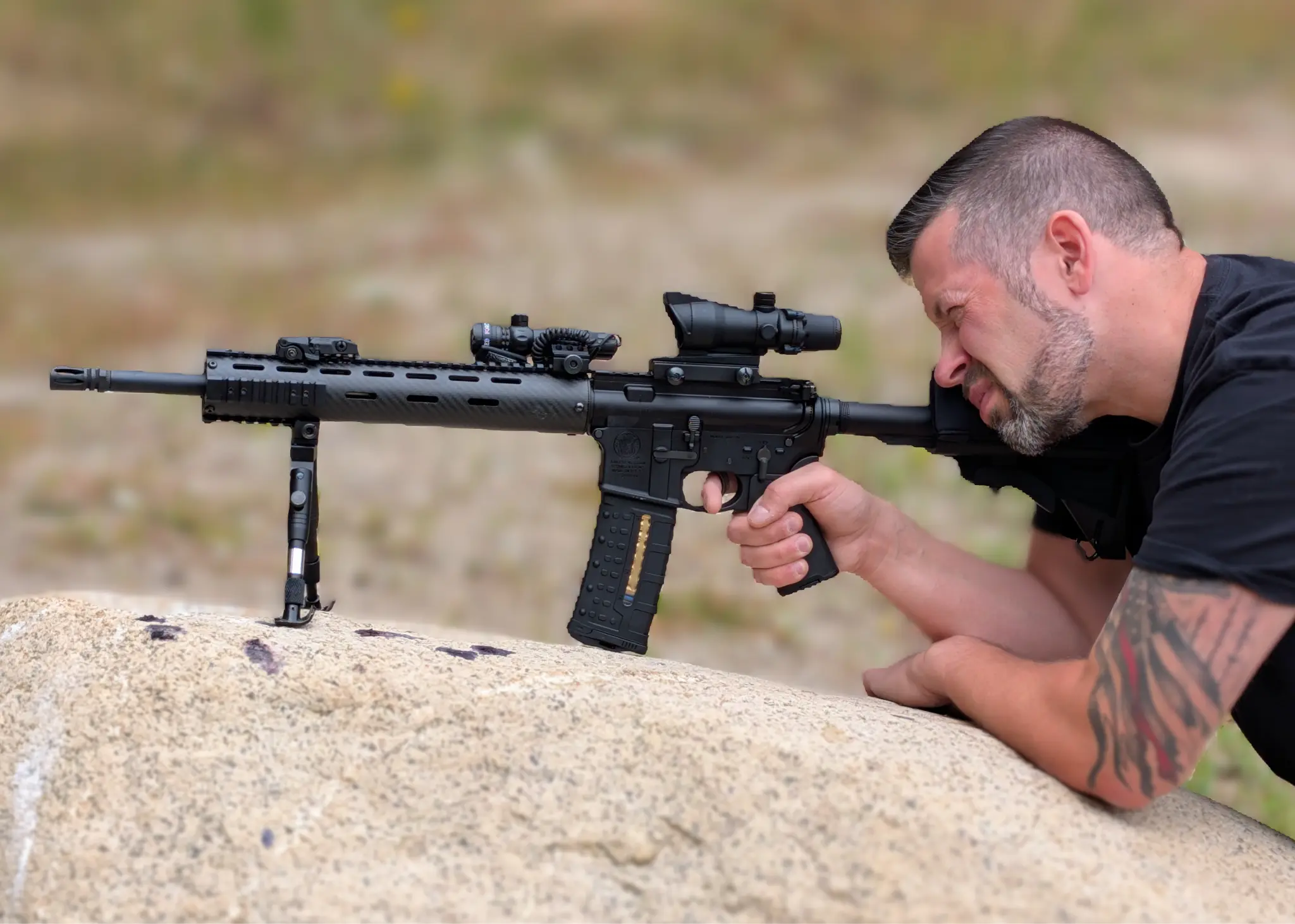 TacEdge stock in tactical shooting position